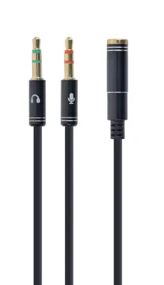GEMBIRD CCA-418M kabel (Mini Jack x2 M - 4-pin, 3,5 mm stereo priključak F; 0,20 m; crni)