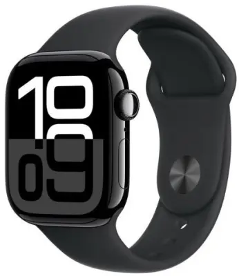 Apple Watch Series 10 GPS 42mm Jet Black aluminium case with Black sport band - S/M