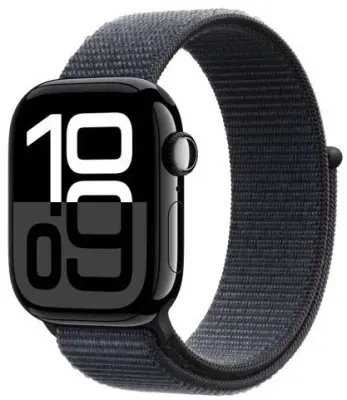 Apple Watch Series 10 GPS 42mm Jet black aluminium case with Ink sport loop