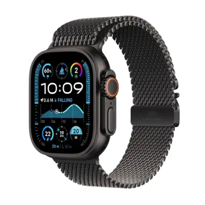 Apple Watch Ultra2 v2 Cellular 49mm Black Titanium case with Black Titanium milanese loop - L