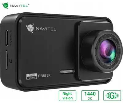 NAVITEL R285 2K kamera za nadzor u vozilu, 2K Super HD, noćni vid, G-senzor, vidno polje 140°, aplikacija, poklon-bon, crna