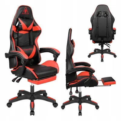 Nastavljivi obloženi gaming računalni stolac s osloncem za noge GX-150 crno-crveni