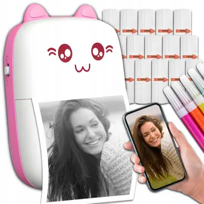 21u1 mini prijenosni set baterija. foto termalni bluetooth pisač roza