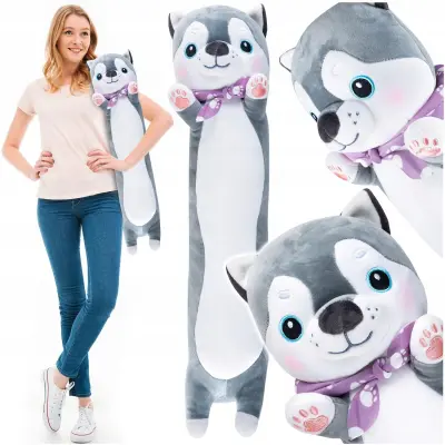 Plišani potporni valjak i jastuk 70 cm puppy sivi