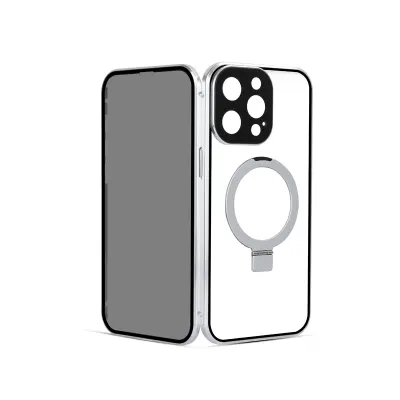Magnetska maska s postoljem za privatnost za iPhone Srebrna