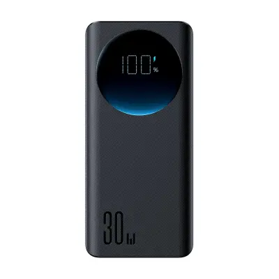 Powerbank s baterijskom lampom 30W 20000mAh + USB-A na USB-C kabel 25 cm crni