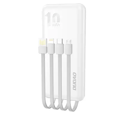 K6Pro 10,000 mAh univerzalna power bank s USB-C, microUSB i Lightning kabelima, bijela