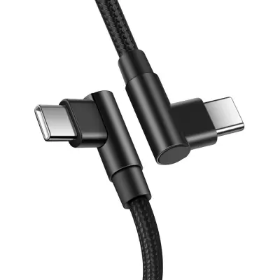 USB-C na USB-C dvostruki kutni podatkovni kabel Crna