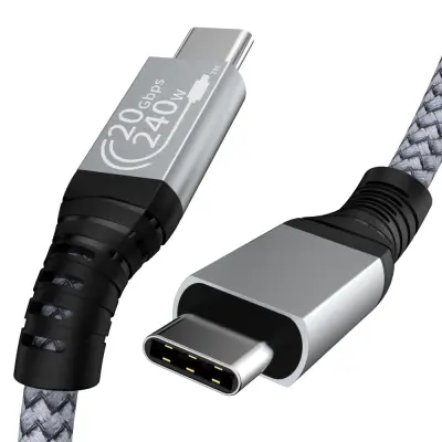USB C kabel, 240W USB 3.2 kabel USB-C muški kabel 20Gbps, najlonski Type C kabel za punjenje, kompatibilan s MacBook Pro 16" Višebojno