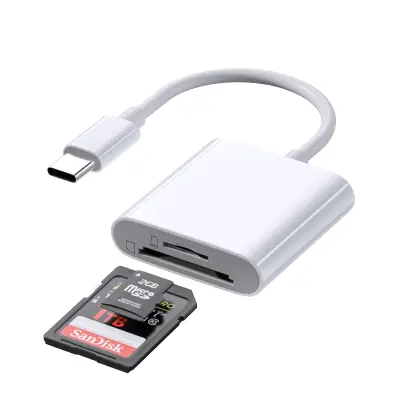 TYPE-C Dual SD/TF čitač kartica za brzi prijenos podataka Bijela
