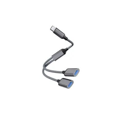 Adapter Type-C na dvostruki USB 2.0 Siva