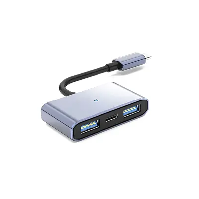 T-C na dvostruki USB 2.0 + adapter kabel za punjenje Tamno siva