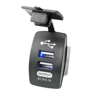 Dvostruki USB auto punjač u obliku čamca Crna+Plava