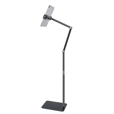Podni stalak za tablete i telefone s dvostrukim podesivim rukama Crna