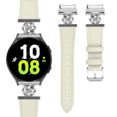 Remen za sat od prave kože za Samsung Watch 4/5/6/7 Bež