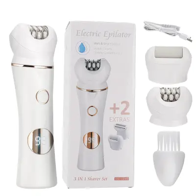3-u-1 komplet za njegu - Brijač, Epilator i Rašpa za stopala Bijela+Zlatna