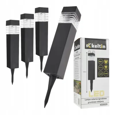 4x solarna podna crna LED vrtna svjetiljka 40cm