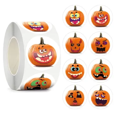 Naljepnice s bundevama Halloween naljepnice za brtvljenje omotnica bombona 500 komada Narančasta