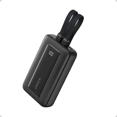 Anker Zolo Powerbank 10000 mAh, 30W s ugrađenim USB-C + Lightning kabelima, crna