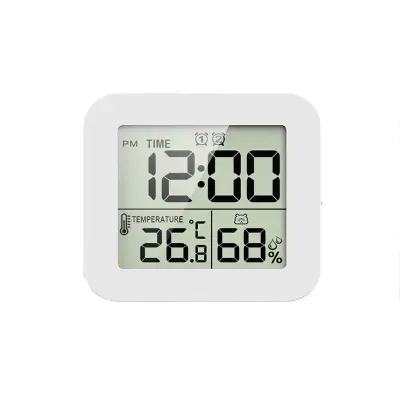 LCD Digitalni budilnik s monitorom temperature i vlage Bijela