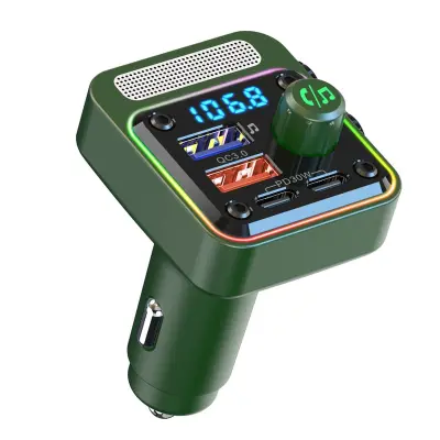 Auto Bluetooth FM odašiljač Bluetooth V5.0 Zelena