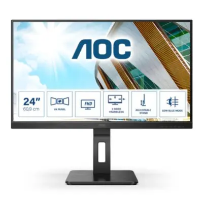 Monitor AOC 60,5 cm (23,8'') 24P2QM 1920x1080 75Hz VA 4ms VGA DVI HDMI DisplayPort 4xUSB3.2 Pivot Zvučnici 6H sRGB127% AdaptiveSync