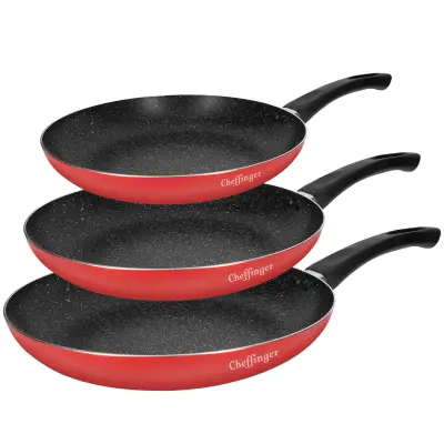 Set od 3 tave 20 / 24 / 28 cm s mramornim premazom i Soft-grip ručkom