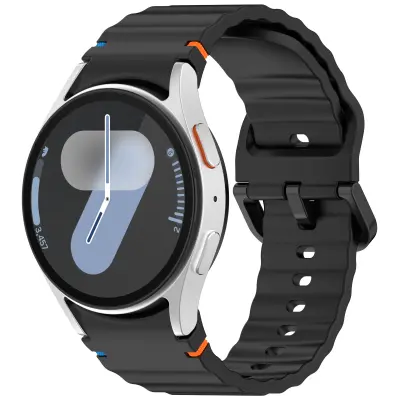 Samsung Watch 7 Remen od silikona s valovitim uzorkom Crna