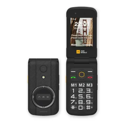 AGM Rugged Flip M8 (4G) DS telefon na klizni mehanizam s gumbima, IP68/IP69K/MIL-STD-810H, crni