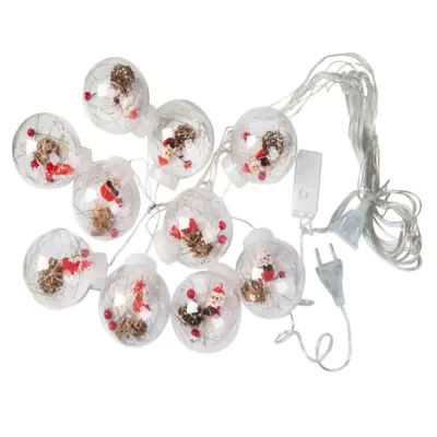 LED božićne kuglice, s figuricama i snijegom, 10 kom, dekorativna božićna zavjesa, ukras | XMASBALL