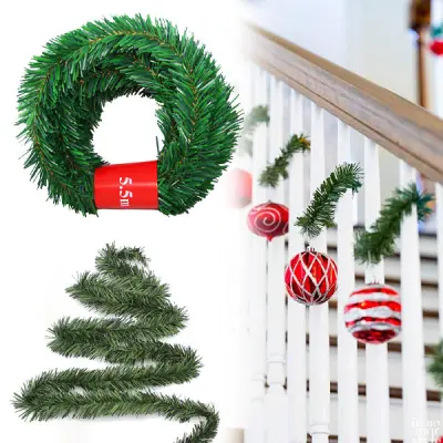 Umjetni božićni borov vijenac, 5,5 m, dekoracija za kamin i stubište | HOLIPINE
