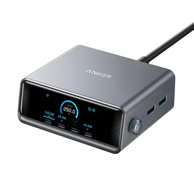 ANKER GaN Prime stolni punjač 250W, 3xUSB-C/1xUSB-A, crni