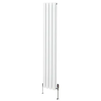 Ovalni radijator i ventili - 1600 mm x 240 mm - bijeli