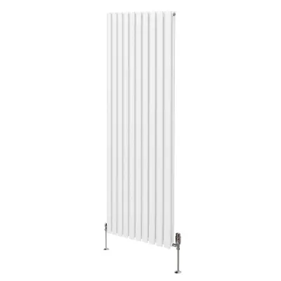 Ovalni stupni radijator i ventili - 1800 mm x 600 mm - bijeli