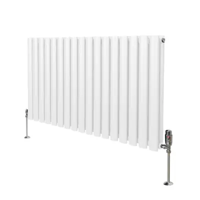 Ovalni radijator i ventili - 600 mm x 1020 mm - bijeli