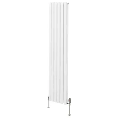 Ovalni stupni radijator i ventili - 1800 mm x 360 mm - bijeli