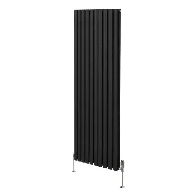 Ovalni radijator i ventili - 1800 mm x 600 mm - crni