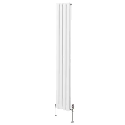 Ovalni radijator i ventili - 1800 mm x 240 mm - bijeli