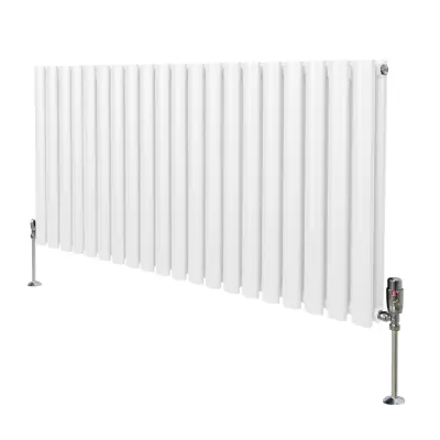 Ovalni stupni radijator i ventili - 600 mm x 1200 mm - bijeli