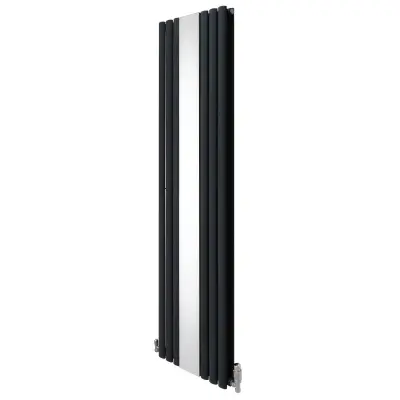 Ovalni zrcalni radijator i ventili - 1800 mm x 500 mm - antracit siva