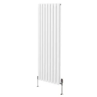Ovalni radijator i ventili - 1600 mm x 480 mm - bijeli