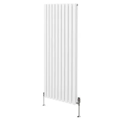 Ovalni stupni radijator i ventili - 1600 mm x 600 mm - bijeli