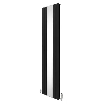 Radijator i ventili s ravnim ogledalom - 1800 mm x 425 mm - crni