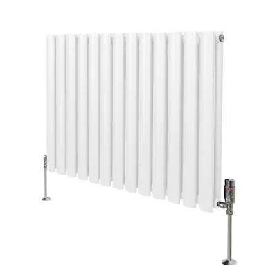 Ovalni stupni radijator i ventili – 600 mm x 780 mm – bijeli