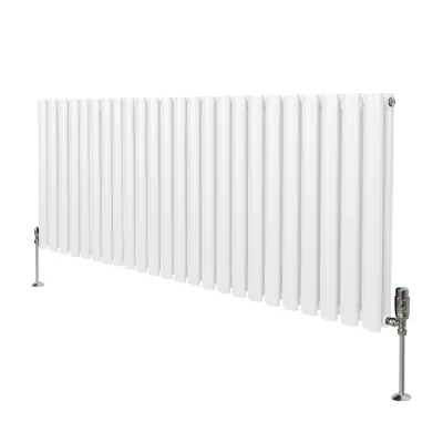 Ovalni radijator i ventili - 600 mm x 1440 mm - bijeli