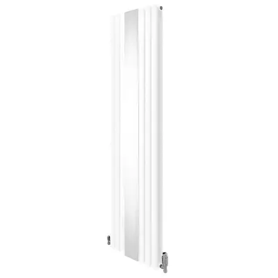 Ovalni zrcalni radijator i ventili - 1800 mm x 500 mm - bijeli