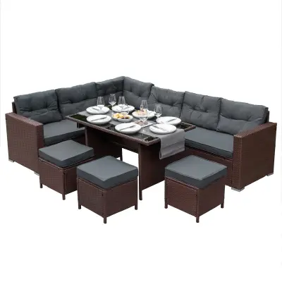Kutna sofa od ratana - smeđa