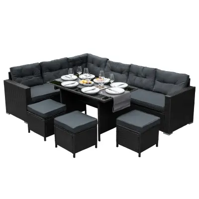 Kutna sofa od ratana - crna