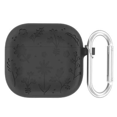 Silikonska zaštitna maska za Apple AirPods 4 sa sigurnosnom karabiner kopčom Tamnosiva