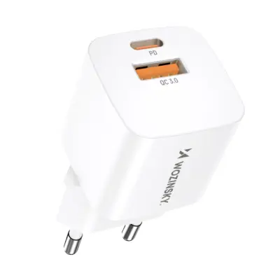 PD QC 3.0 mrežni punjač 100-240V 20W USB-C USB-A bijeli